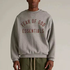 FOG Essentials 480GSM Heavyweight Printed Crewneck Sweatshirt – 2024FW American Streetwear