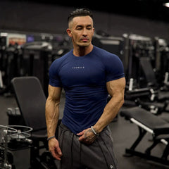 YOUNGLA Men's Compression Training Tee – High-Stretch Short Sleeve Gym Shirt