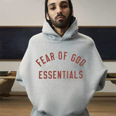 FOG Essentials Letter Print Heavy Fleece Pullover Hoodie – 2024FW Unisex High Street