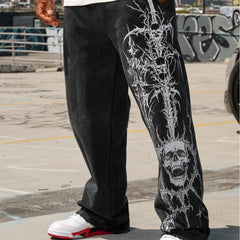 YOUNGLA Floral Graphic Sweatpants – Men's Oversized Streetwear Joggers