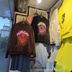 Sp5der 555555 Rhinestone Bubble Letter Spider Web Hoodie & Sweatpants