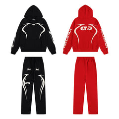 HELLSTAR 25SS American Streetwear Heavyweight Terry Graphic Hoodie & Sweatpants Set