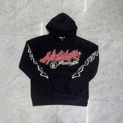 HELLSTAR 2025 Fall/Winter Flame & Star Graphic Fleece Hoodie & Sweatpants Set