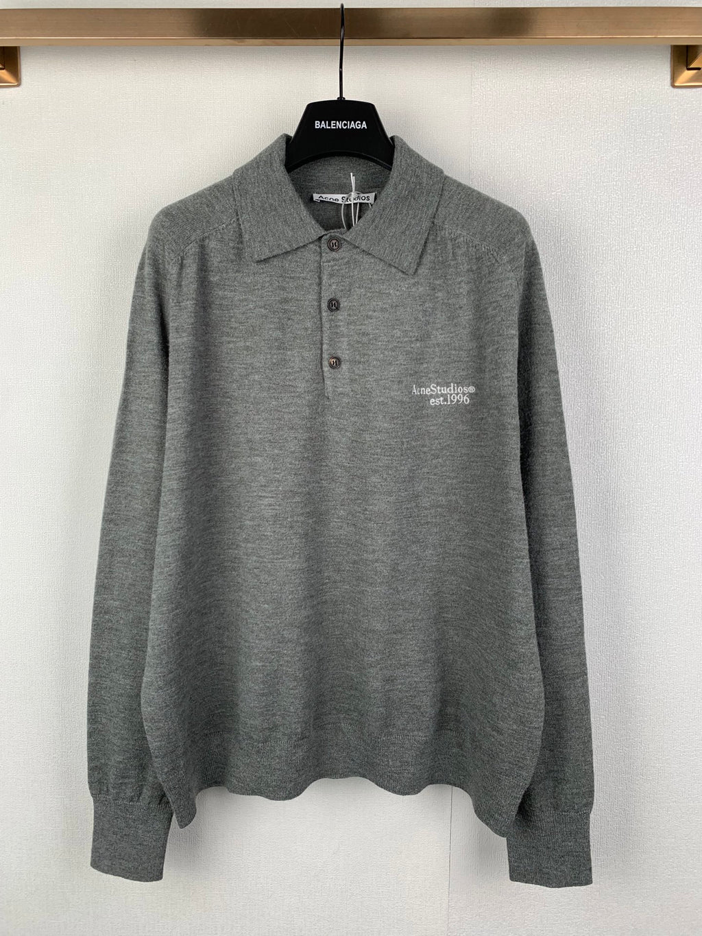 Acne Studios Long‑Sleeve Knit Polo Sweater