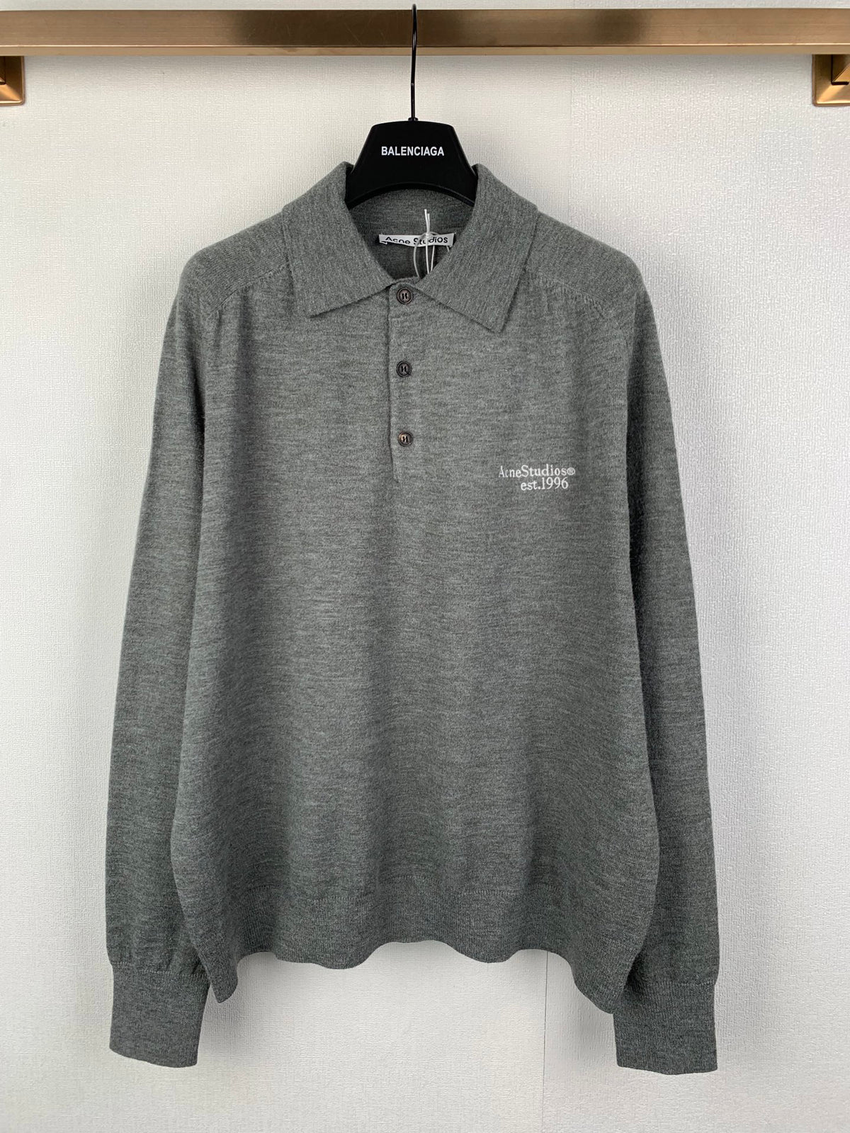 Acne Studios Long‑Sleeve Knit Polo Sweater
