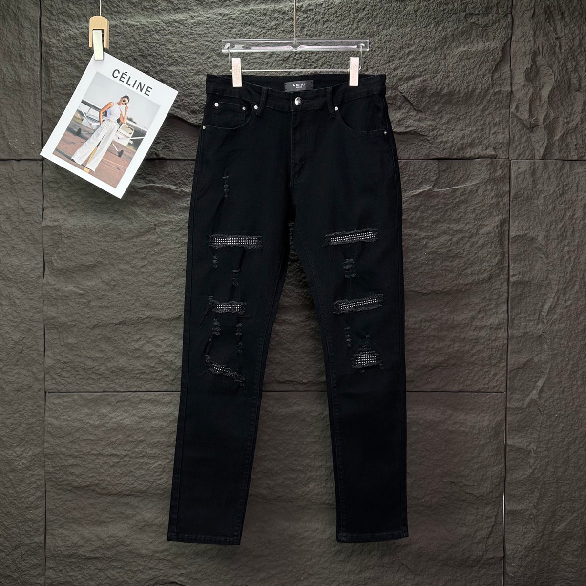 AMIRI Mesh‑Lined Multi‑Rip Distressed Slim‑Fit Denim Jeans