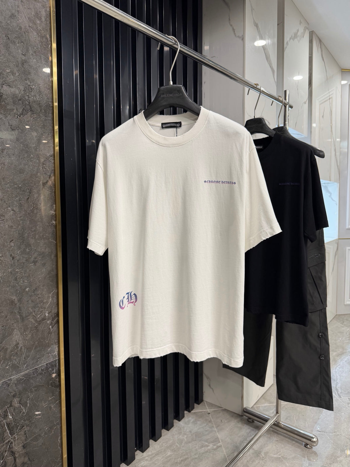 Chrome Hearts Gradient‑Script Distressed‑Trim Oversized Crew‑Neck T‑Shirt
