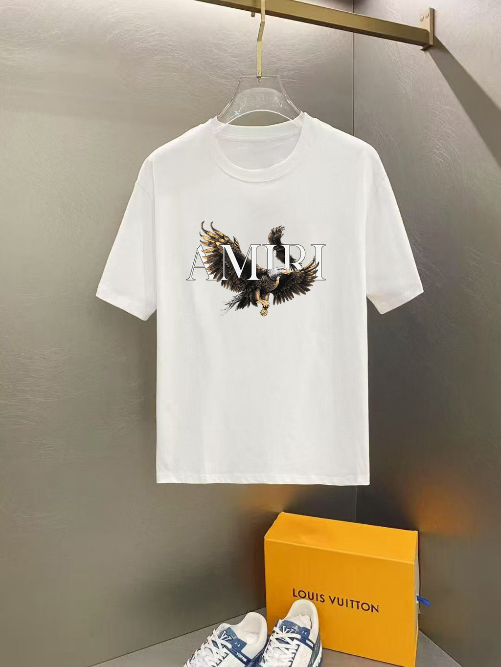 Amiri Eagle Motif Front Graphic Crew‑Neck Short‑Sleeve T‑Shirt