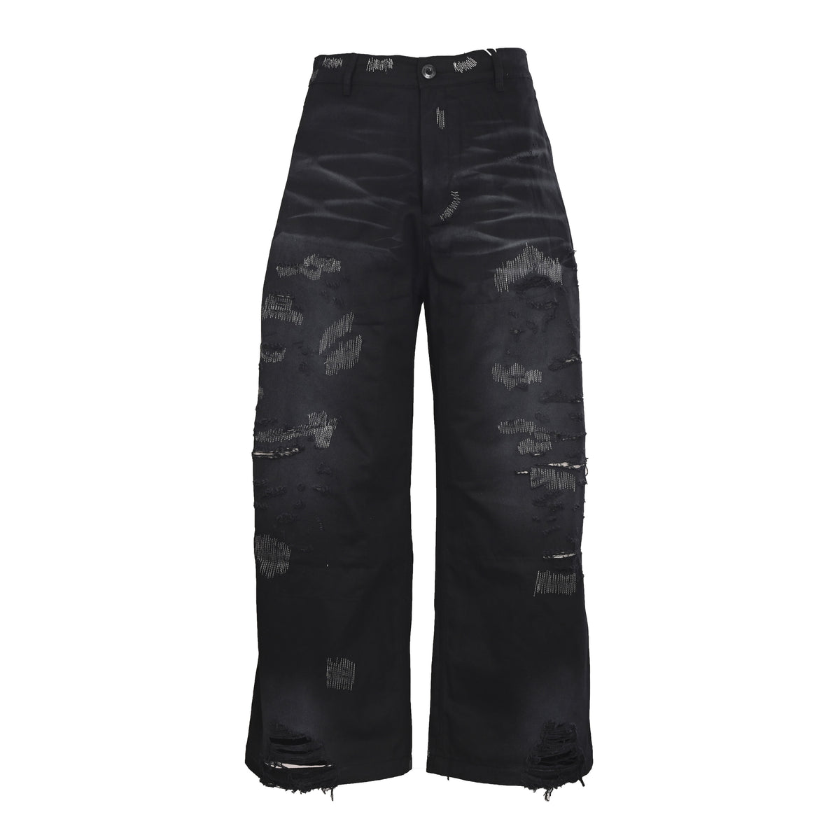 Acne Studios Patch‑Repair Distressed Wide‑Leg Jeans