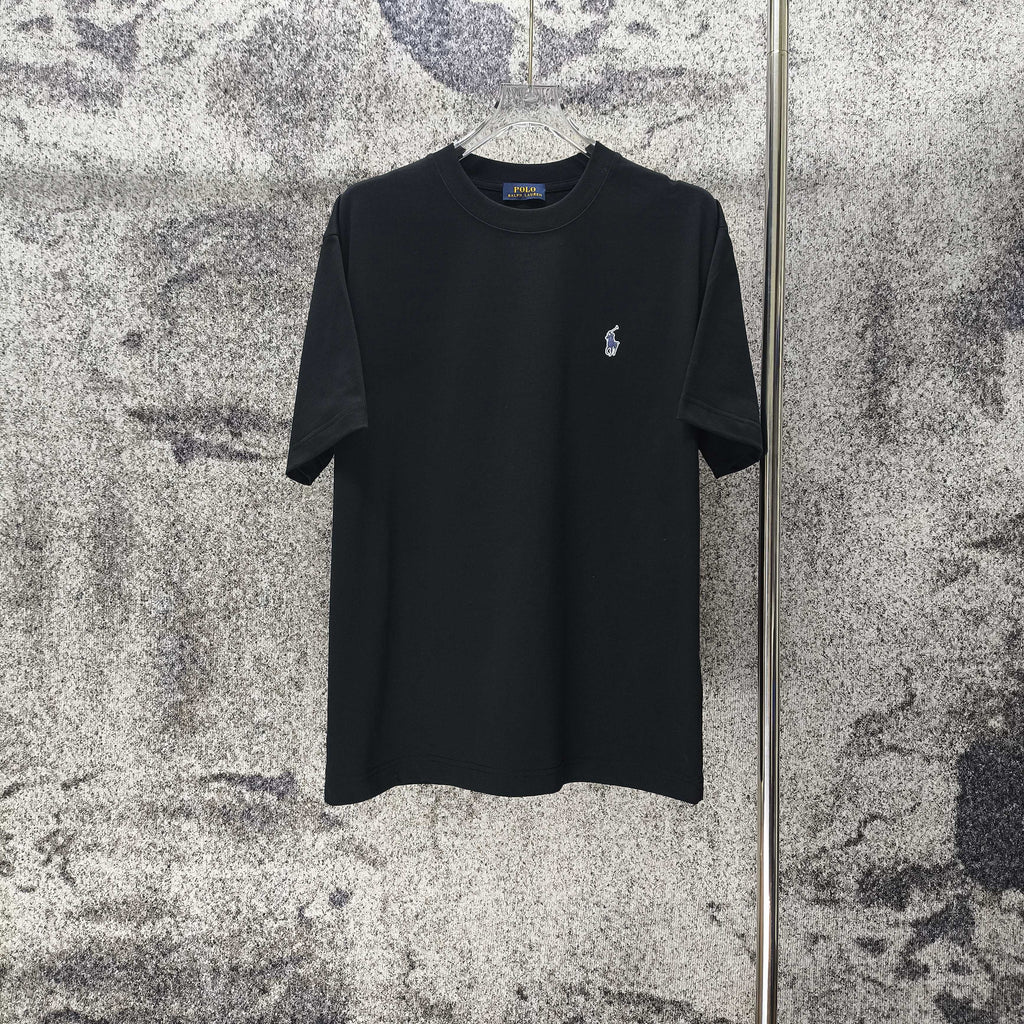 Men's Crew‑Neck Short‑Sleeve T‑Shirt with Small Blue Pony Embroidery