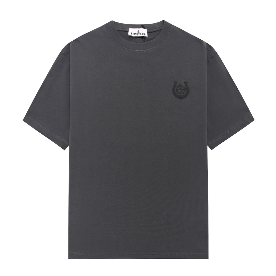 Stone Island Left Chest Horseshoe Compass Badge Print Crew Neck T-Shirt