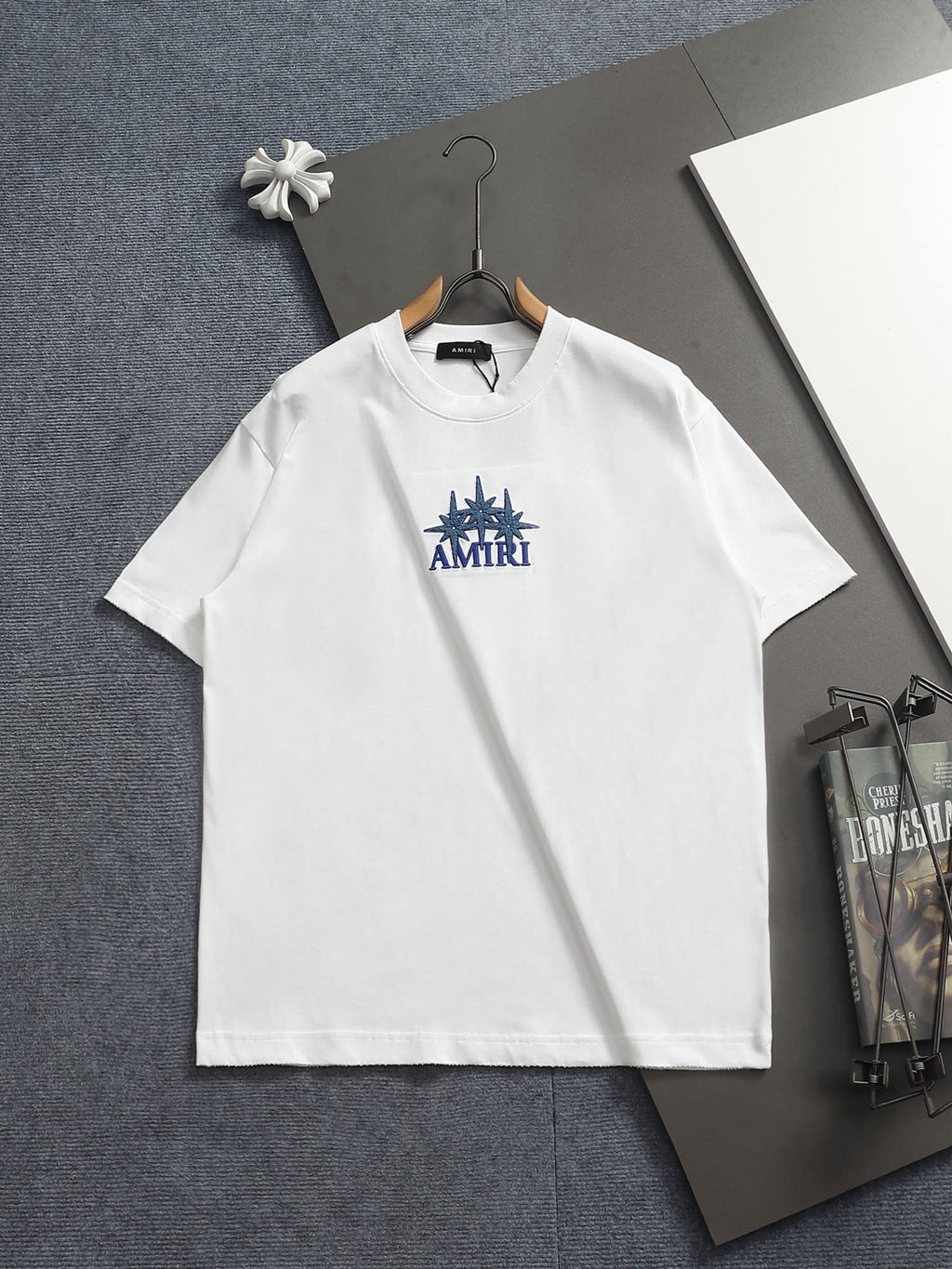 AMIRI Star Embellished Logo Crew‑Neck Short‑Sleeve T‑Shirt