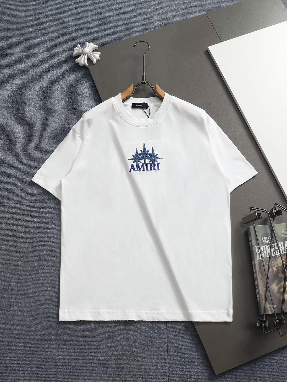 AMIRI Star Embellished Logo Crew‑Neck Short‑Sleeve T‑Shirt