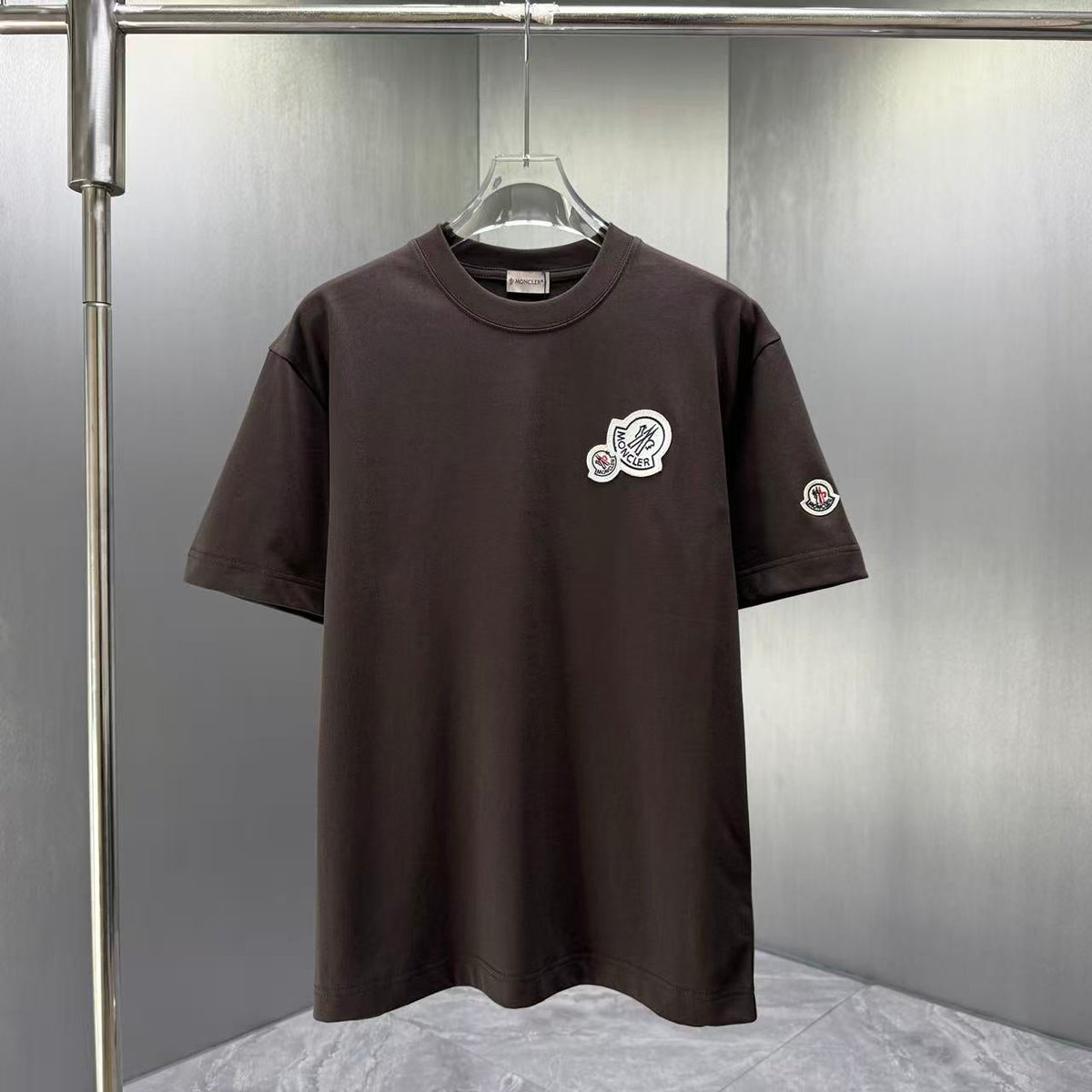 Moncler Double Badge T-Shirt Dark Brown