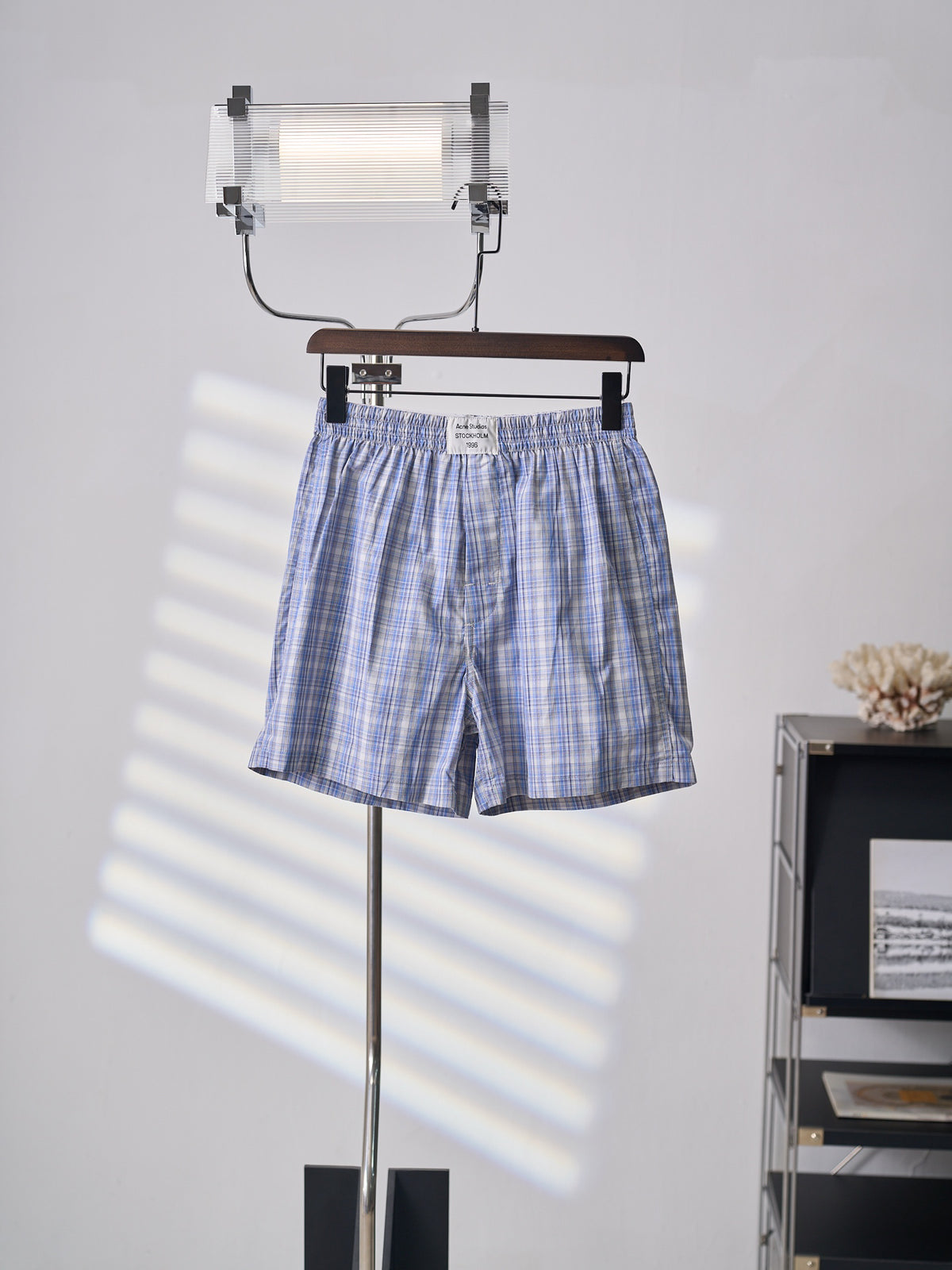 Acne Studios Blue Plaid Casual Boxer Shorts
