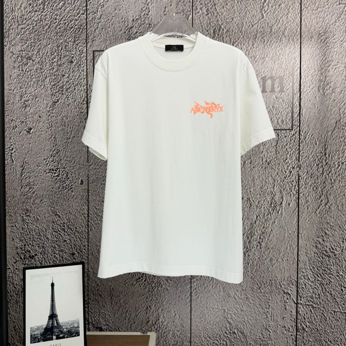 2026 Spring Summer Arc'teryx Washed Distressed T‑Shirt | Flocking Heat‑Press Chest Logo Unisex Tee