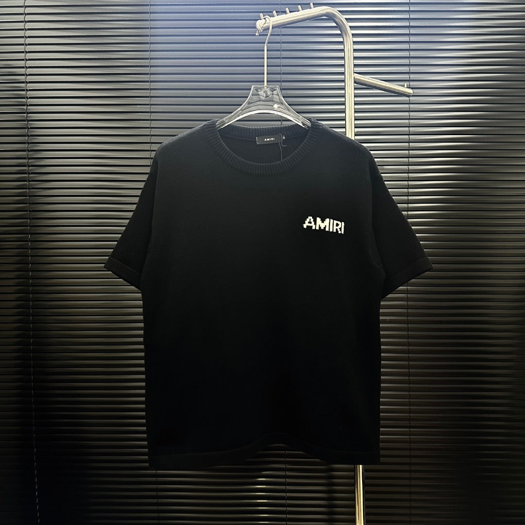 AMIRI Pixel‑Logo Short‑Sleeve Knit T‑Shirt