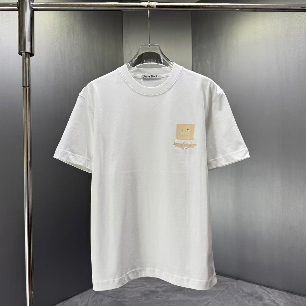 Acne Studios Square‑Face Patch 1996 Graphic Crew‑Neck Short‑Sleeve T‑Shirt