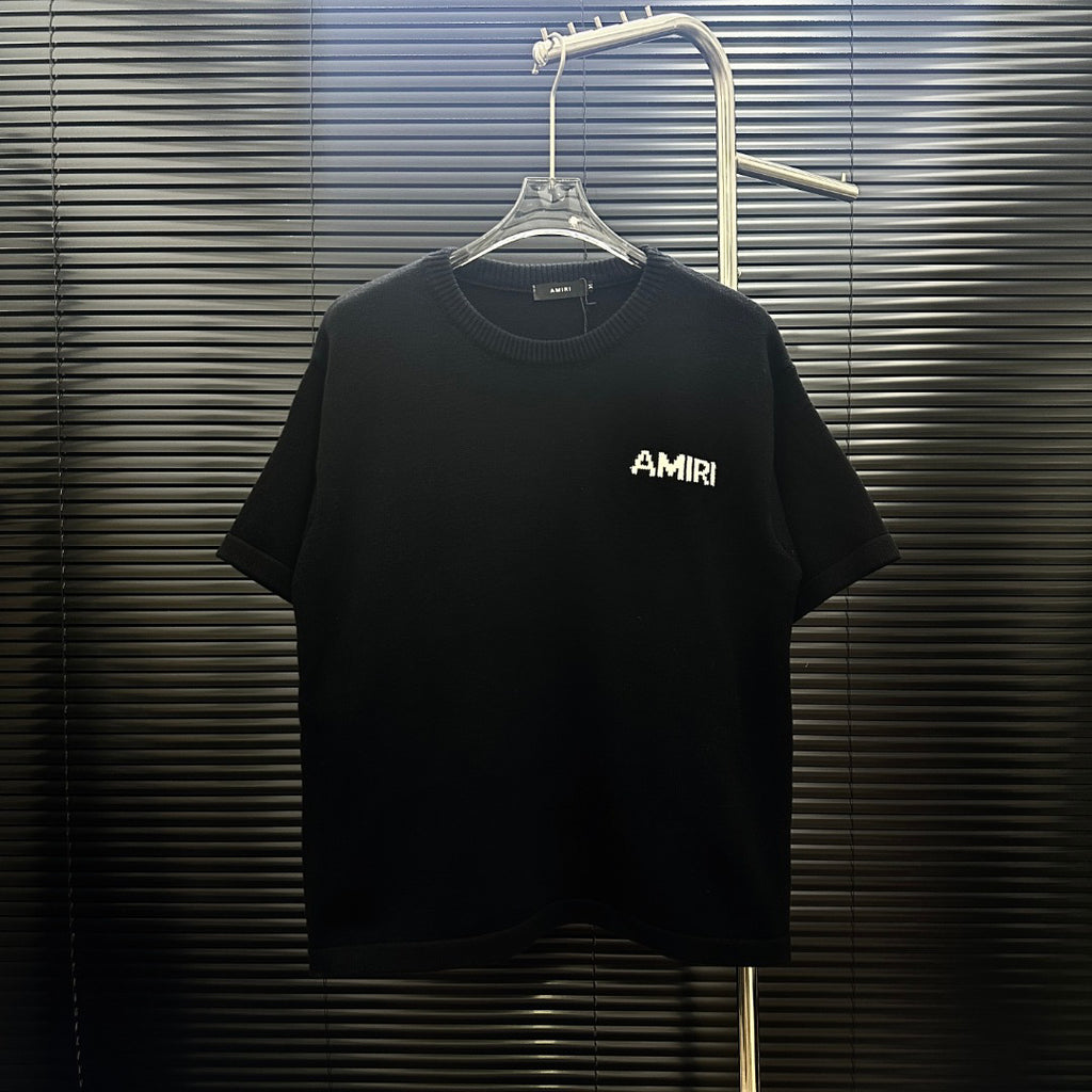 AMIRI Pixel‑Logo Short‑Sleeve Knit T‑Shirt