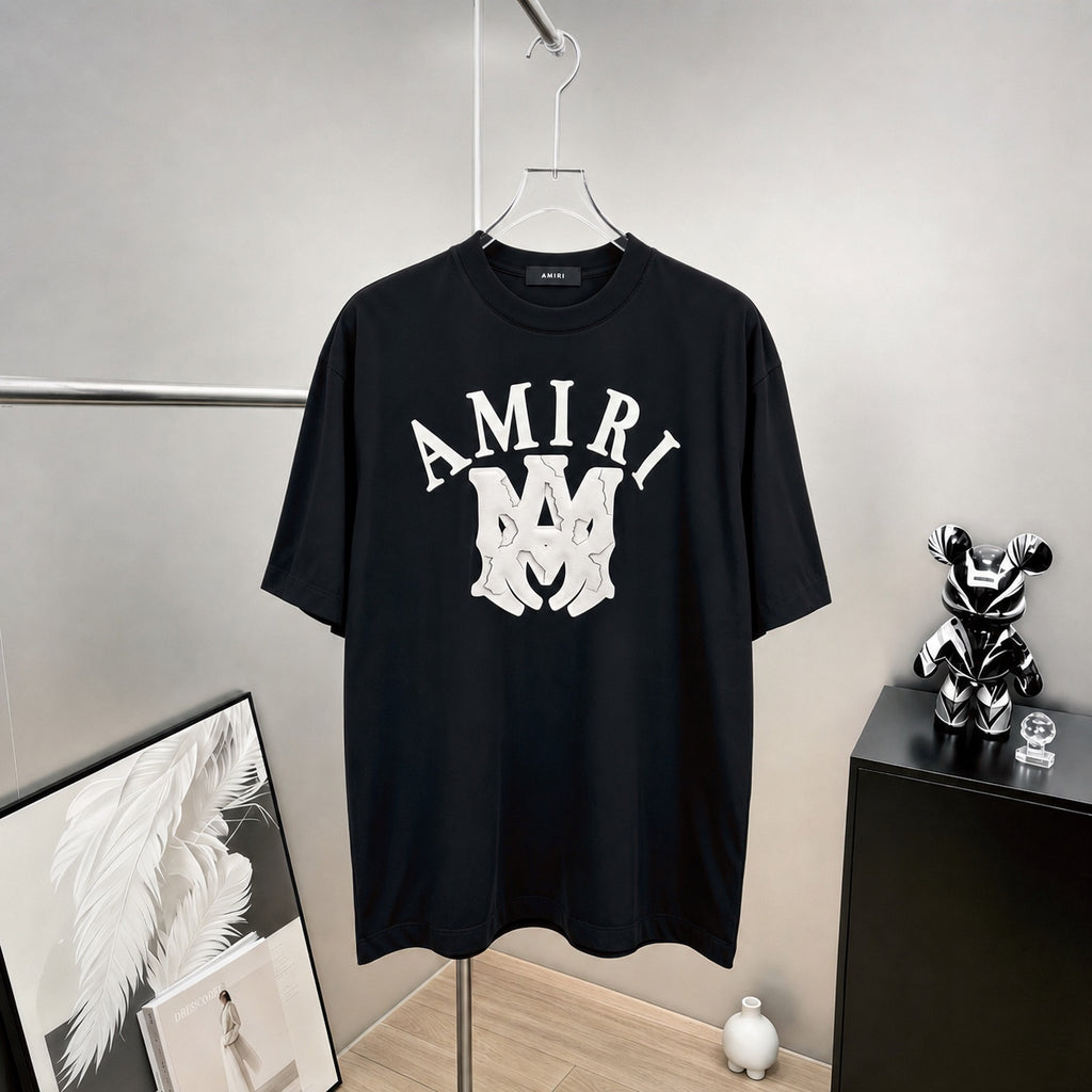 AMIRI Cracked MA Logo Graphic Short‑Sleeve Tee