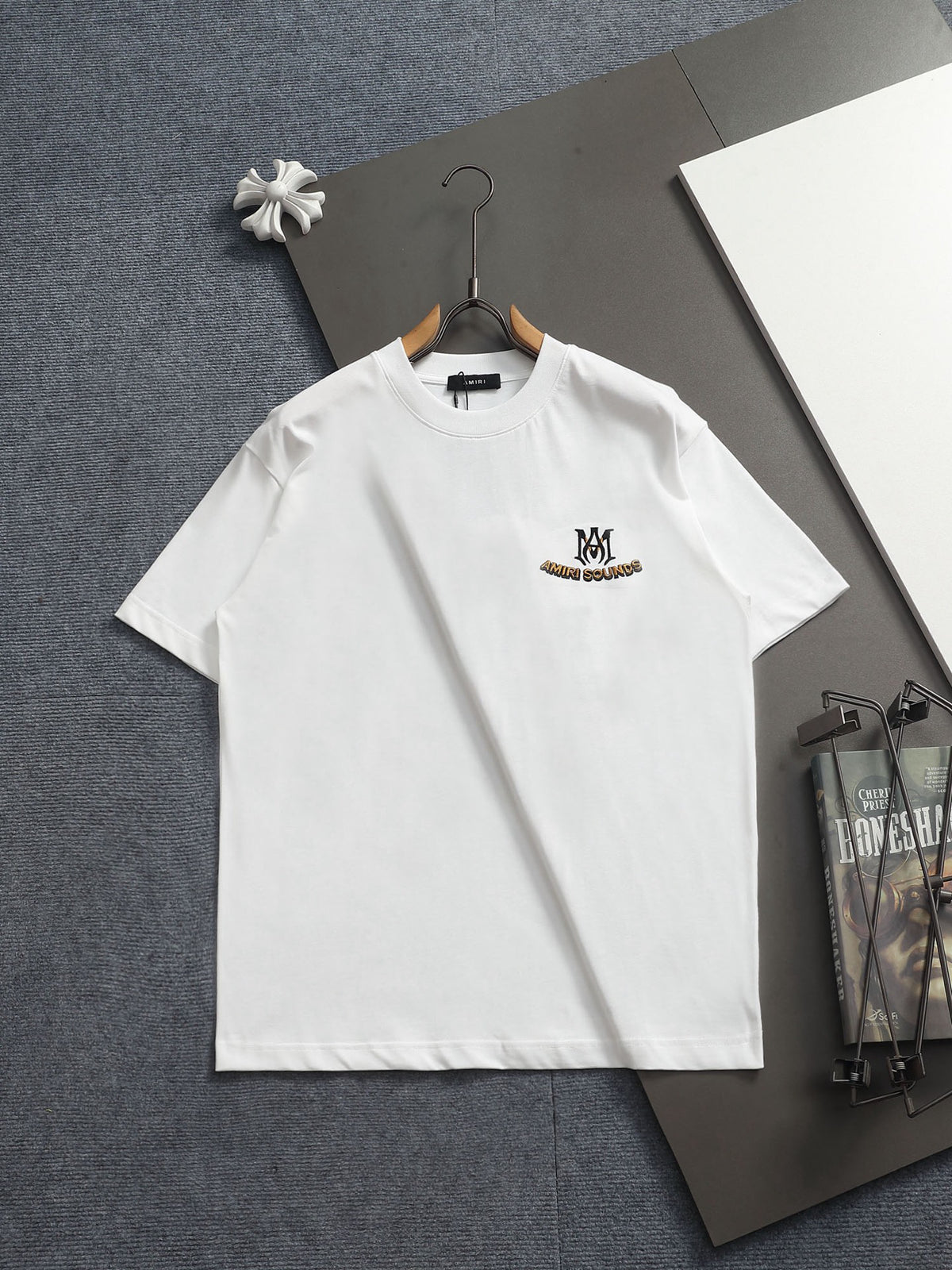 AMIRI Sounds Small Chest Logo Crew‑Neck Short‑Sleeve T‑Shirt