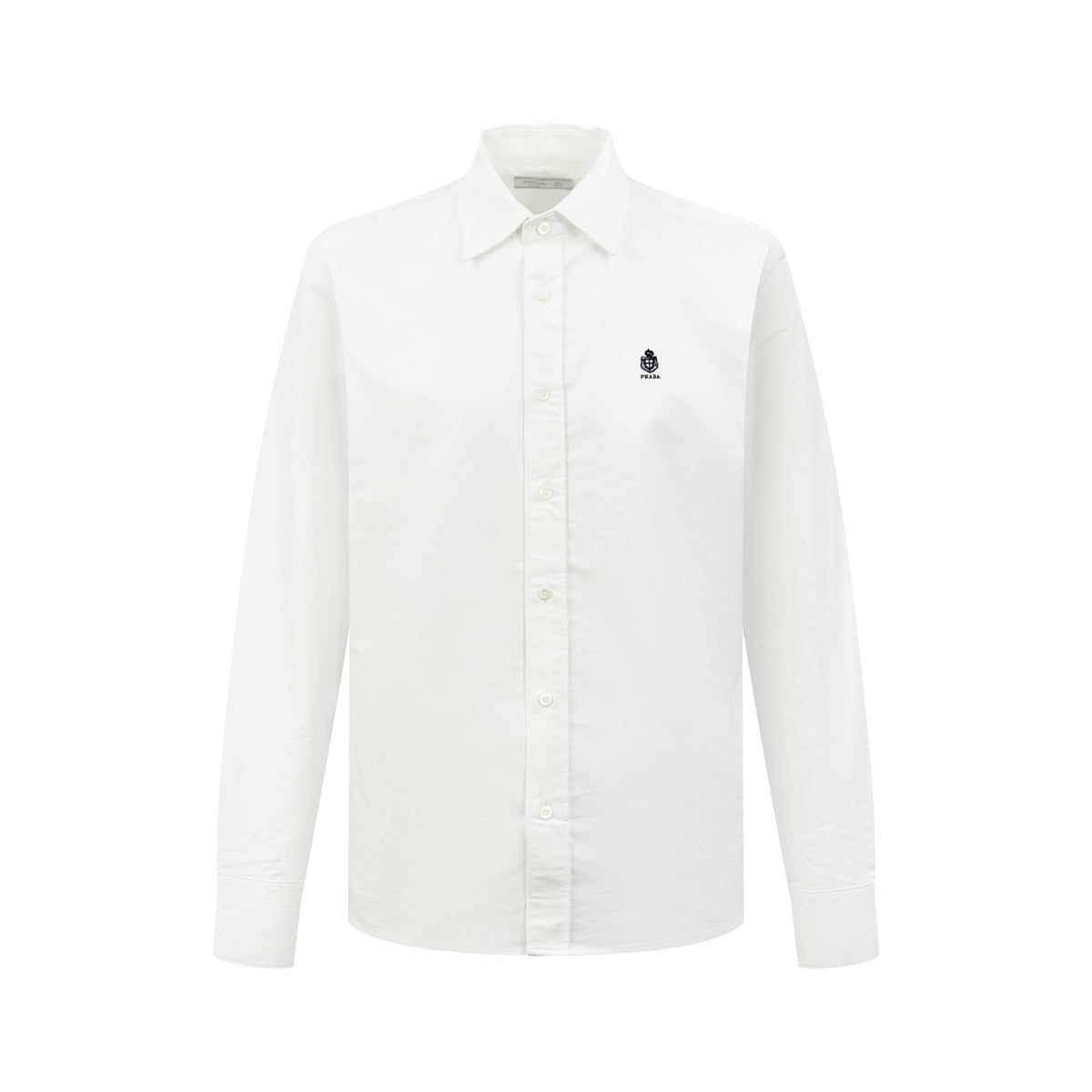 Men's Long‑Sleeve Button‑Down Shirt, Small Logo Embroidery On Left Chest