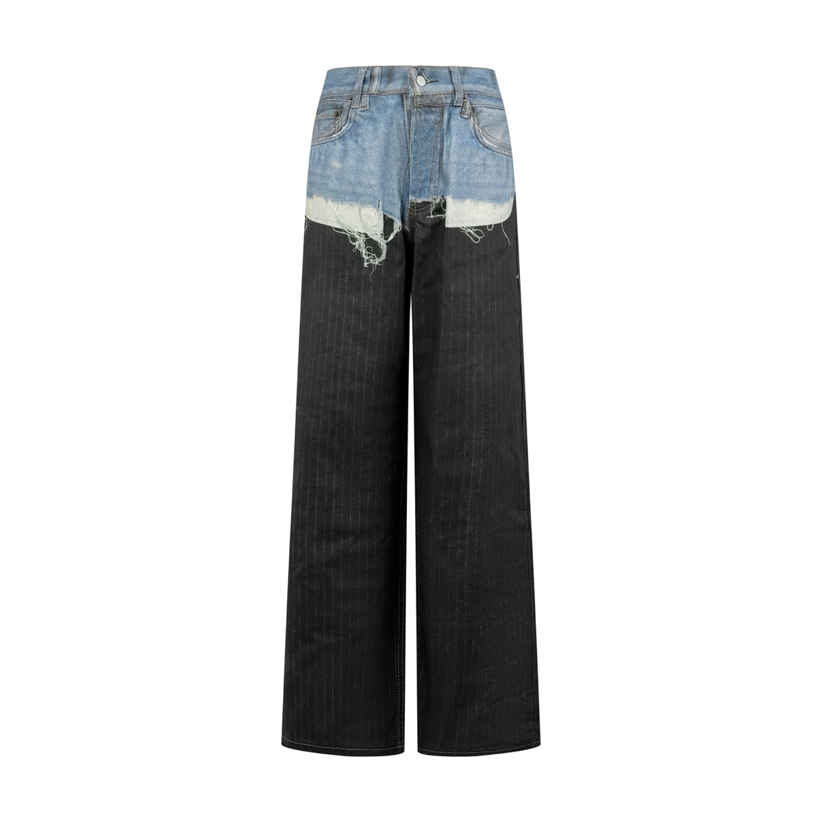 Acne Studios Patchwork Distressed Wide‑Leg Jeans
