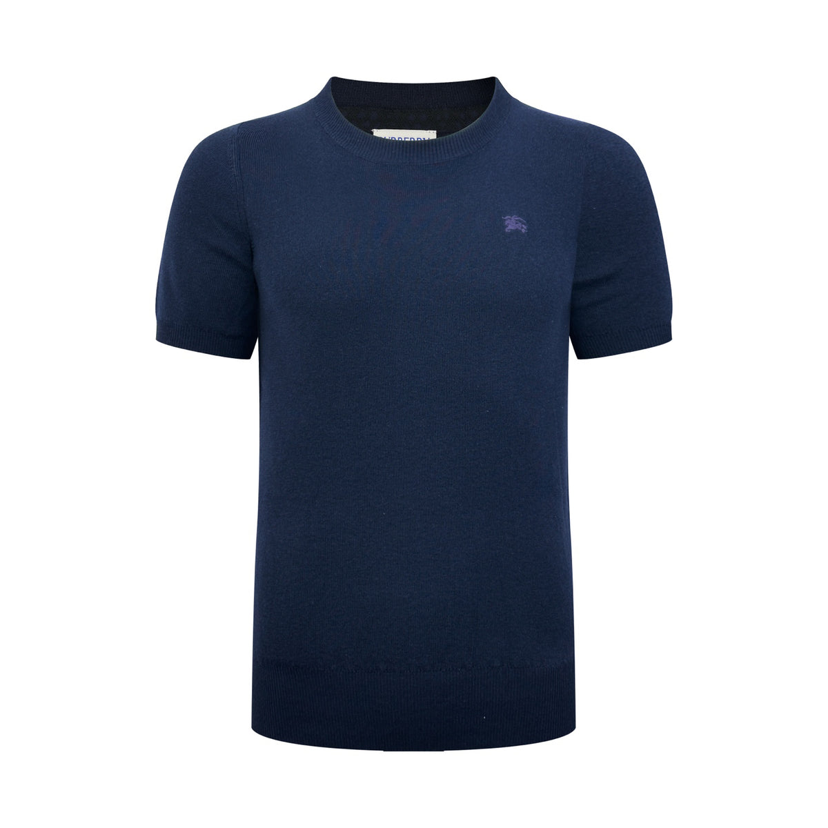 Men Crew Neck Short‑Sleeve Knit Sweater, Small Horse Embroidery