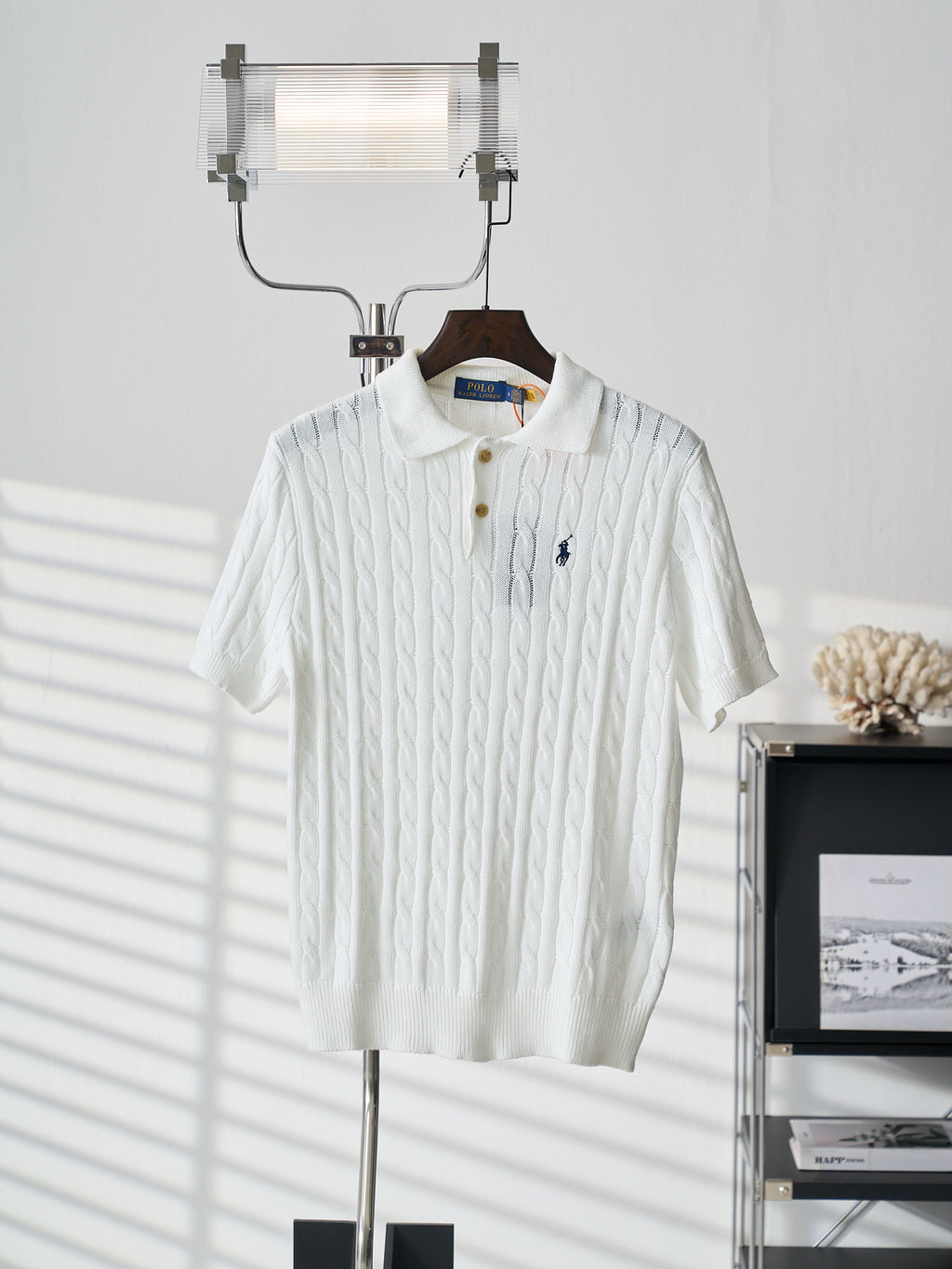 Ralph Lauren Men's Cable‑Knit Short‑Sleeve Polo Shirt