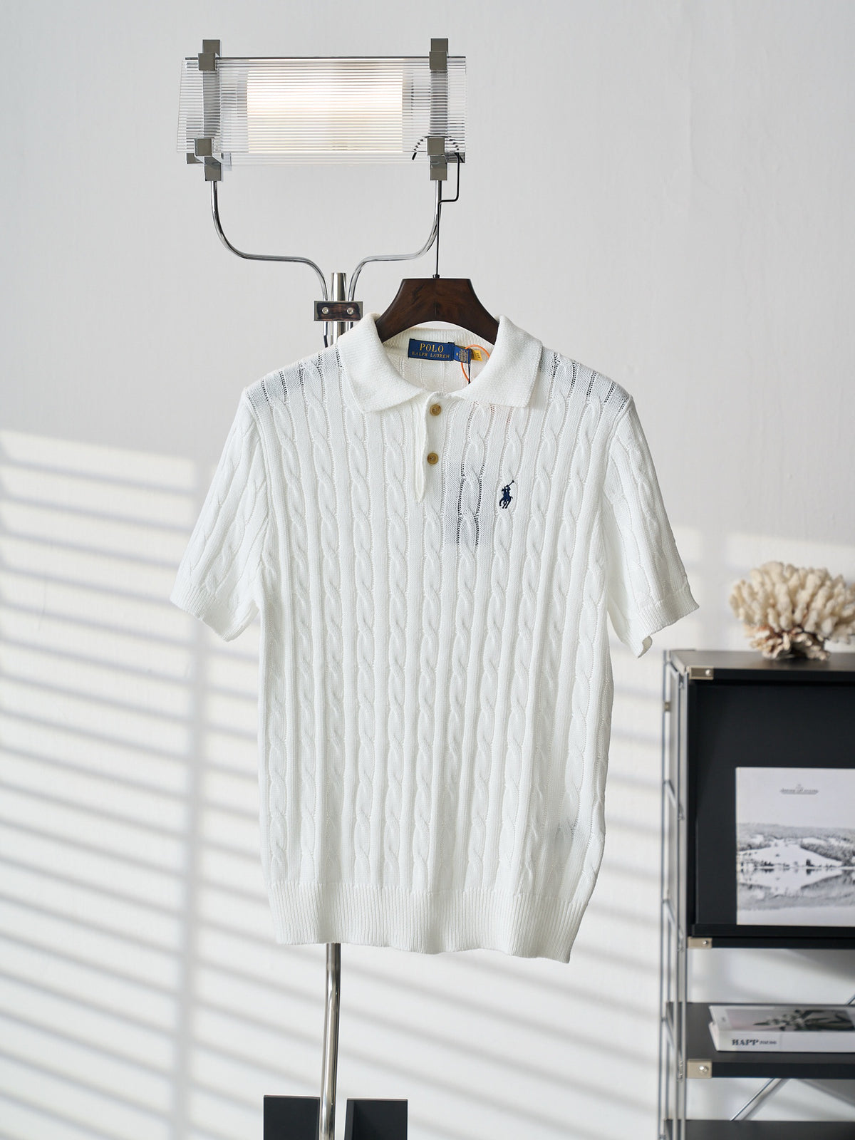 Ralph Lauren Men's Cable‑Knit Short‑Sleeve Polo Shirt