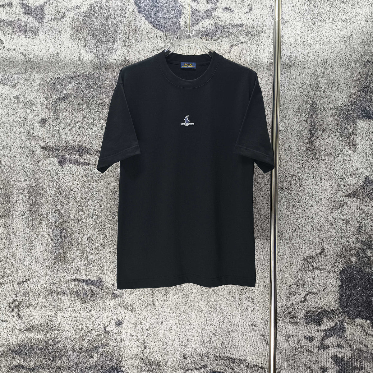 Men's Crew‑Neck Short‑Sleeve T‑Shirt, Navy Pony Chest Embroidery