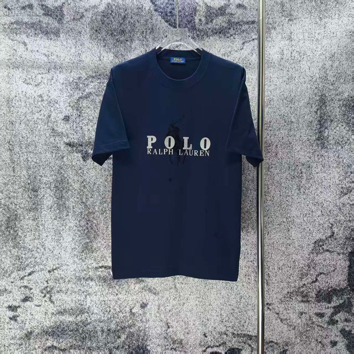 Men's Crew‑Neck Short‑Sleeve T‑Shirt, Front Letter Logo Print