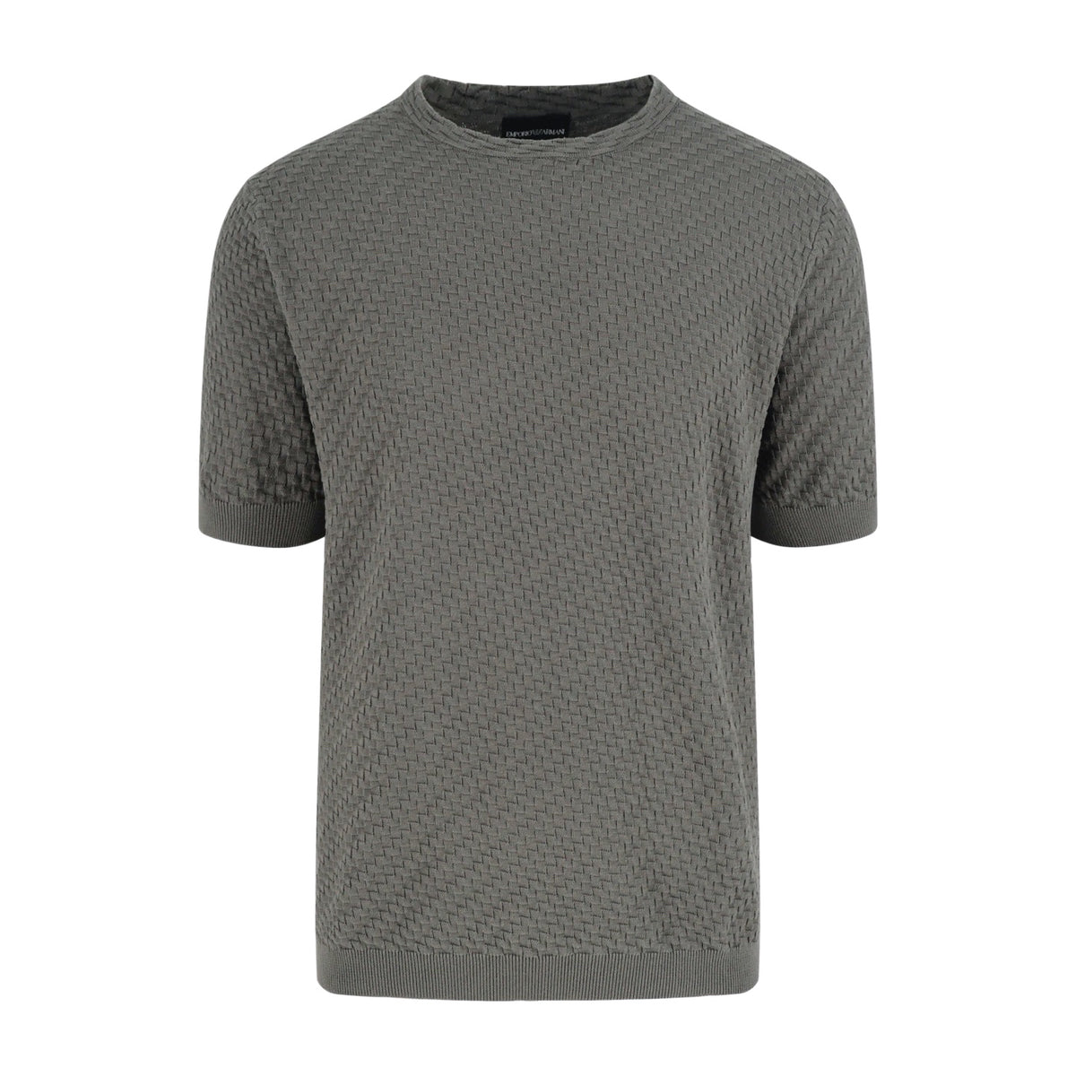 Emporio Armani Textured Knit Crew Neck Short‑Sleeve Top