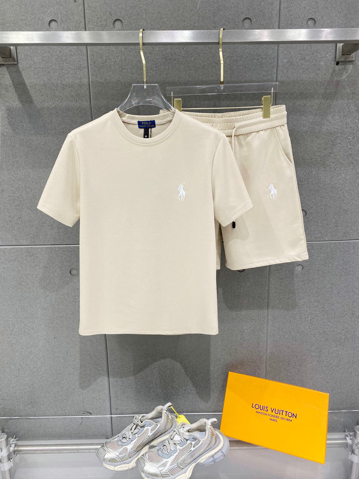 Ralph Lauren Men's Crew‑Neck T‑Shirt & Drawstring Shorts Two‑Piece Set With White Pony Logo