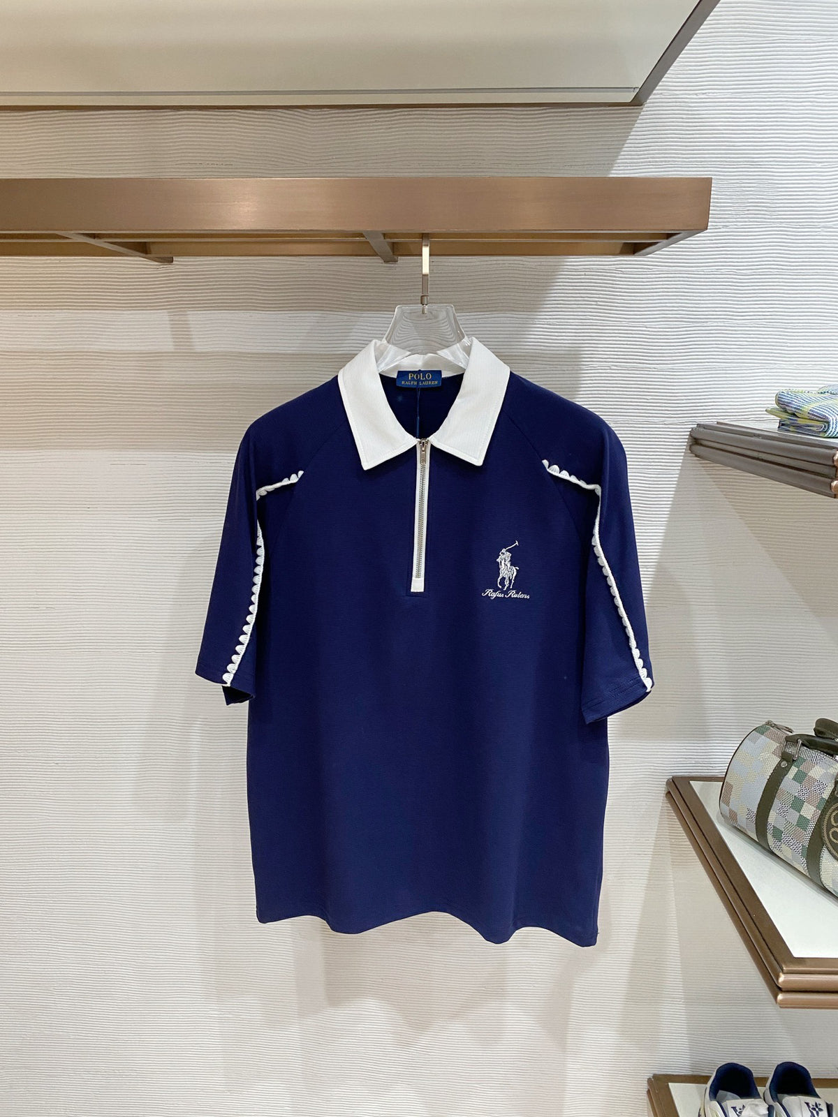 Polo Ralph Lauren Men’s Color‑Block Collar Half‑Zip Short‑Sleeve Polo Shirt