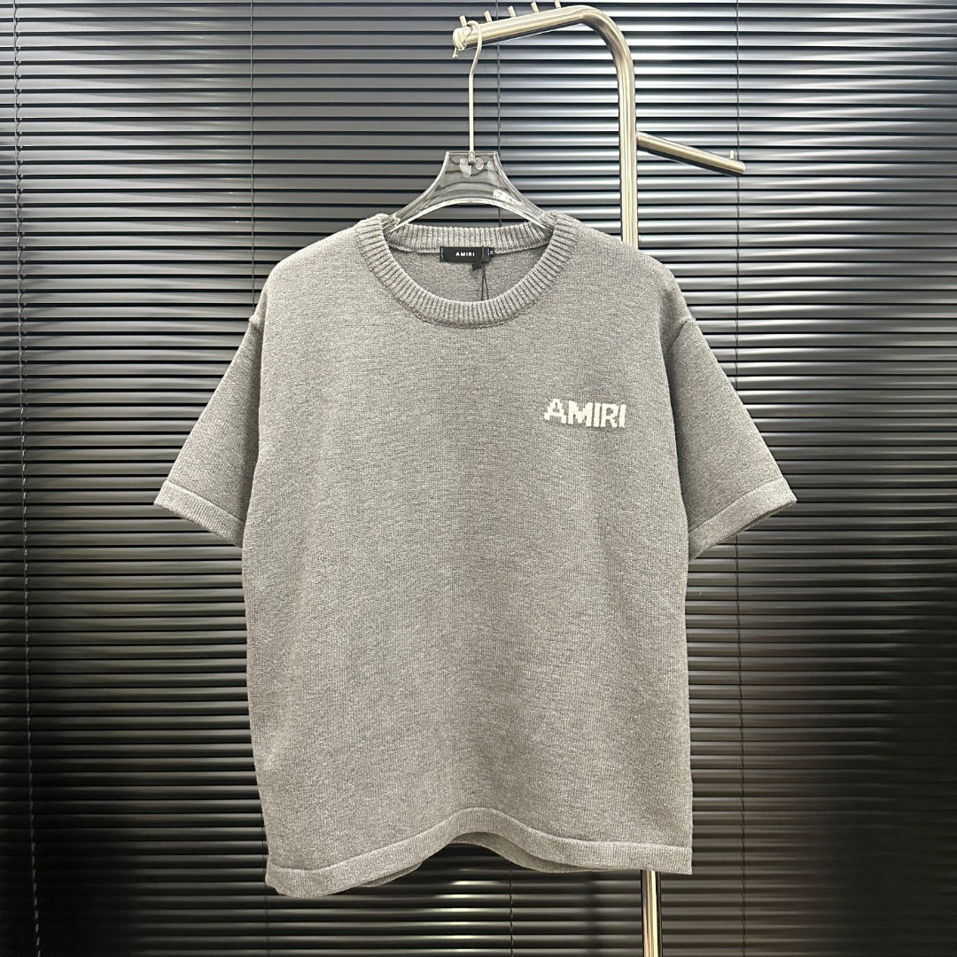 AMIRI Pixel‑Logo Short‑Sleeve Knit T‑Shirt