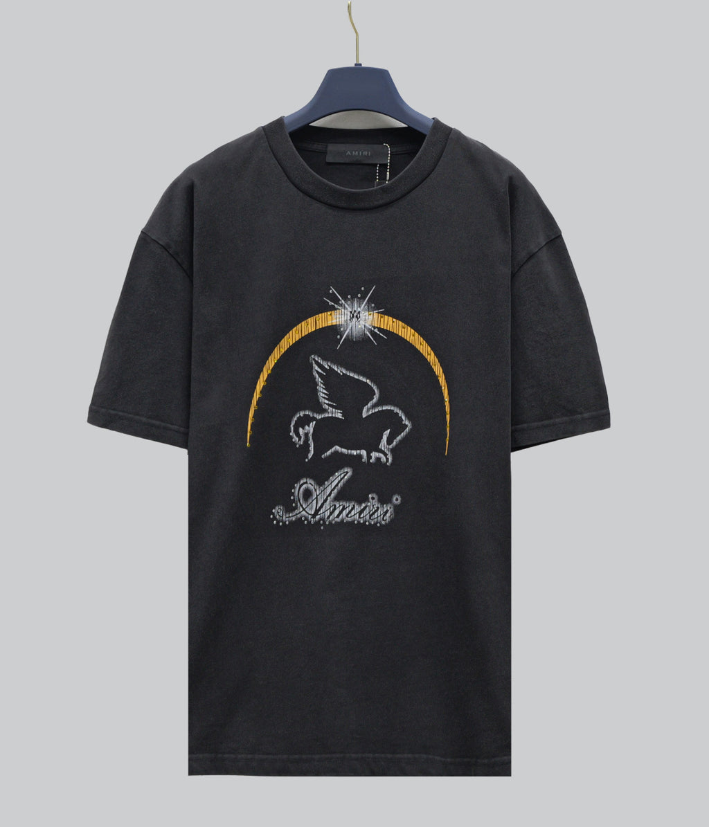 AMIRI Pegasus Rainbow Graphic Crew Neck Short‑Sleeve T‑Shirt