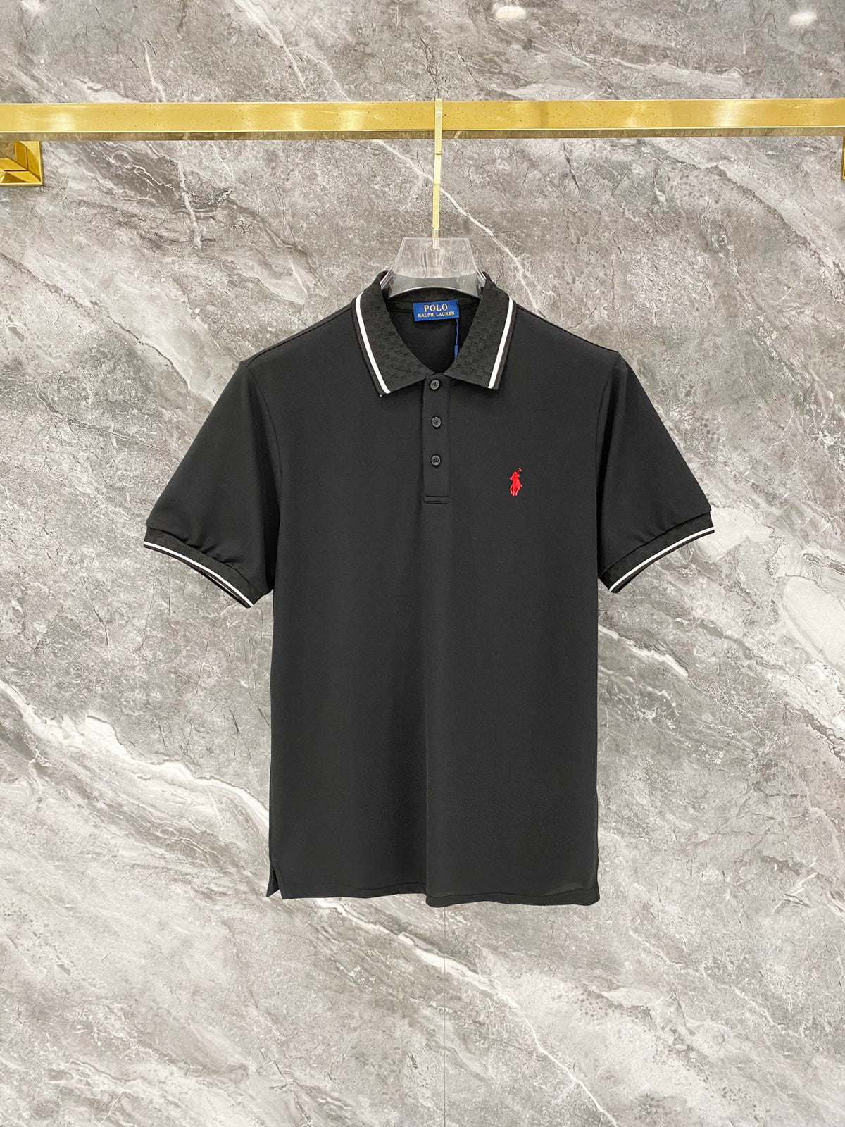 Ralph Lauren Men's Trim‑Detail Short‑Sleeve Piqué Polo Shirt With Black Pony Logo