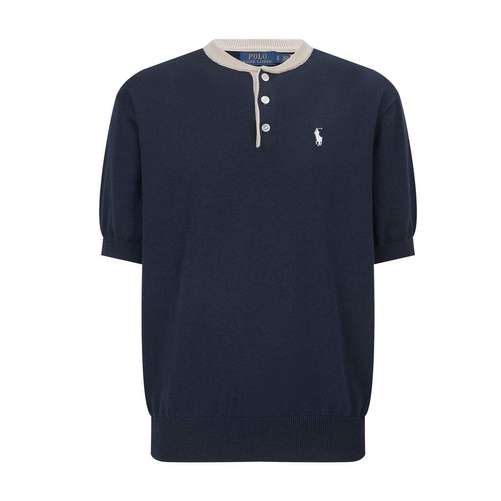 Polo Ralph Lauren Men’s Short‑Sleeve Henley Knit Shirt, Contrast‑Trim Collar