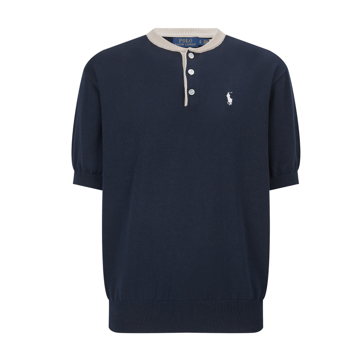 Polo Ralph Lauren Men’s Short‑Sleeve Henley Knit Shirt, Contrast‑Trim Collar