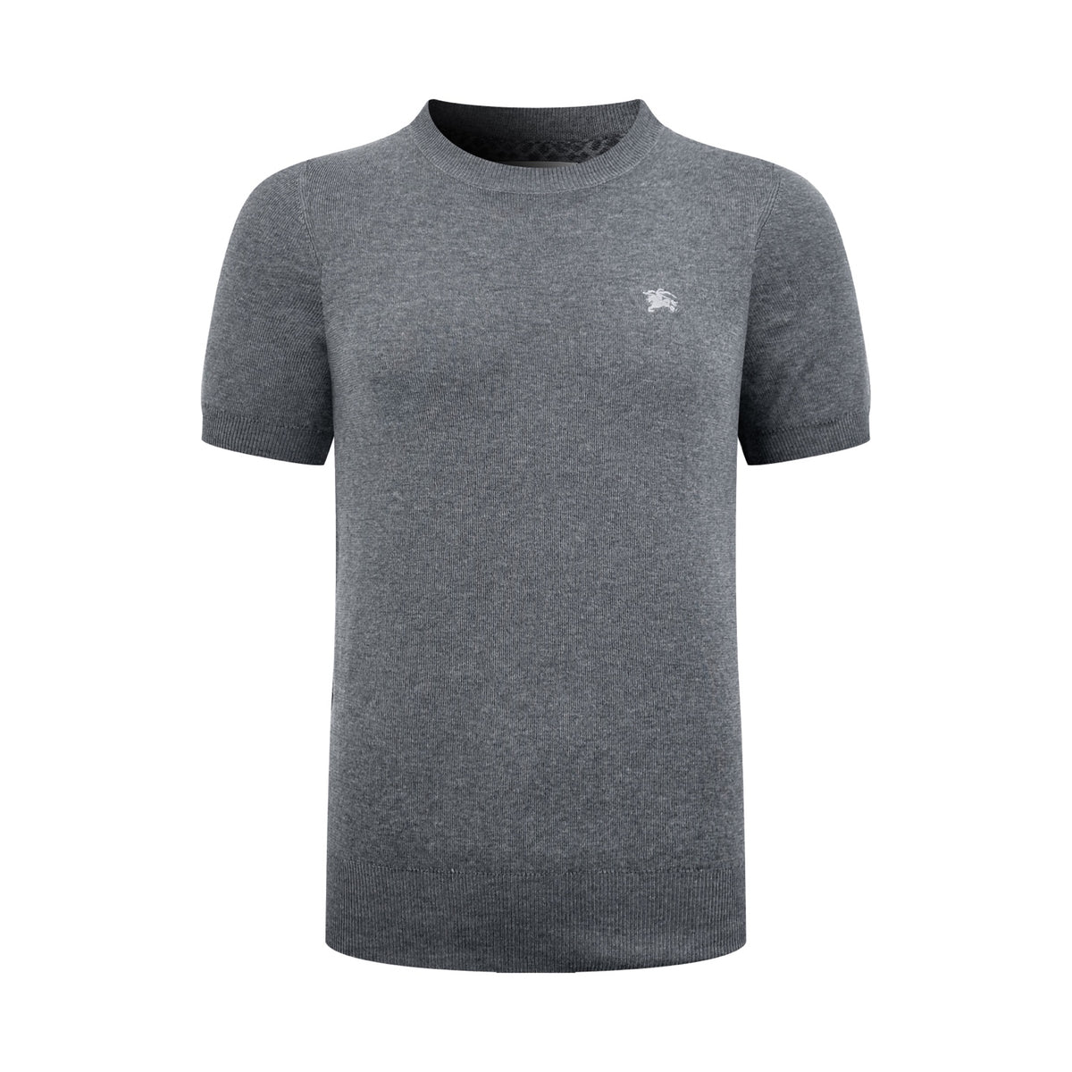 Men Crew Neck Short‑Sleeve Knit Sweater, Small Horse Embroidery