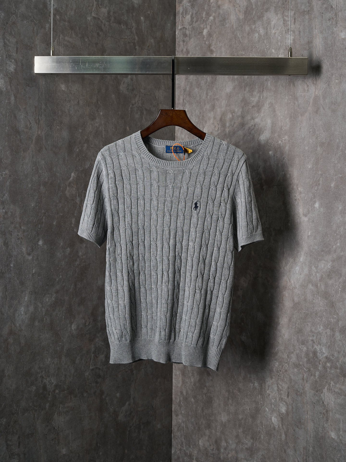 Ralph Lauren Men's Cable‑Knit Crew‑Neck Short‑Sleeve Sweater