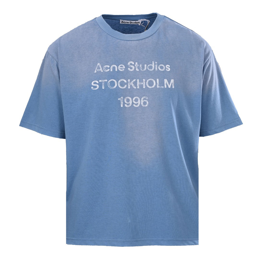 Acne Studios Distressed‑Rip Circular‑Logo Oversized Crew‑Neck T‑Shirt
