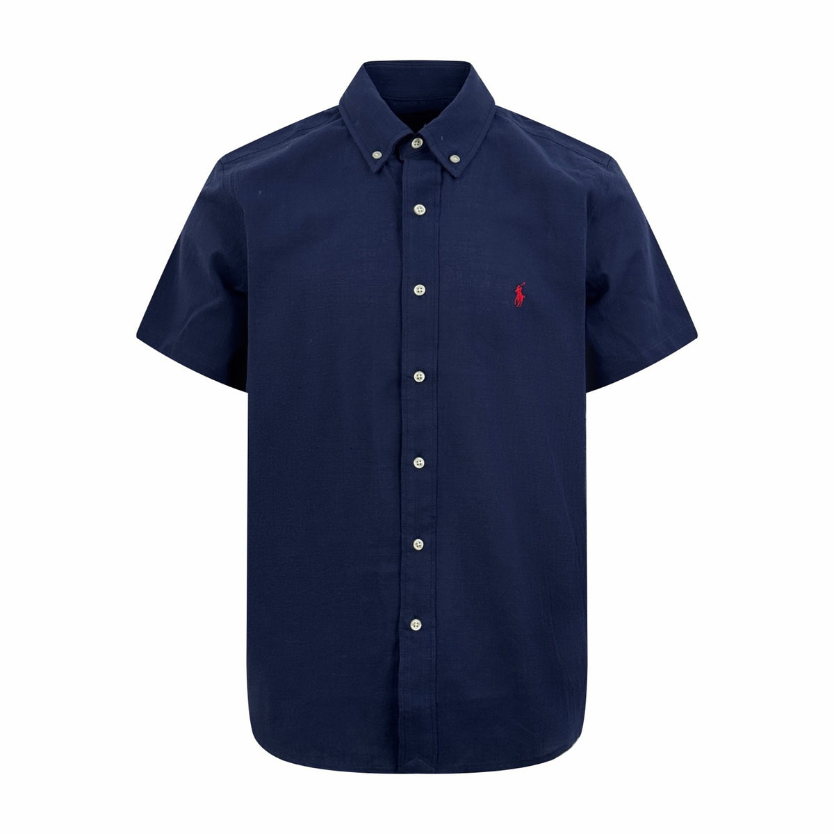 Ralph Lauren Men's Short‑Sleeve Linen‑Blend Button‑Down Shirt With Embroidered Pony Logo