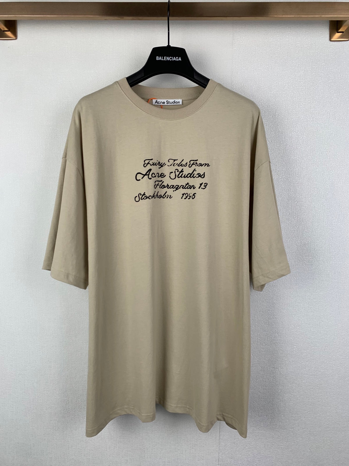 Acne Studios Vintage Script Print Oversized Short‑Sleeve T‑Shirt