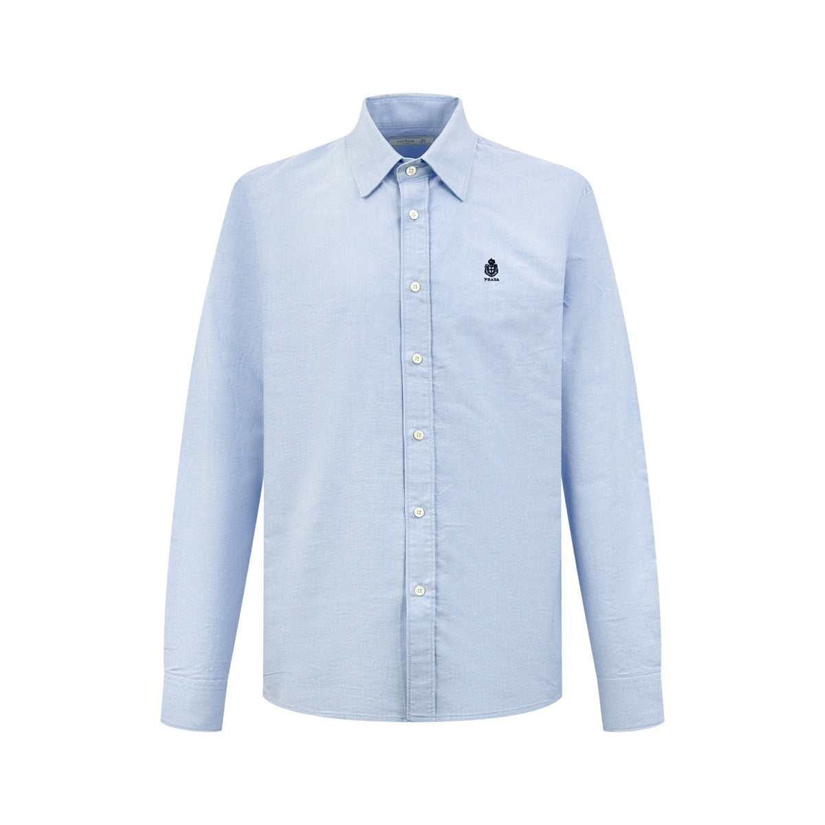 Men's Long‑Sleeve Button‑Down Shirt, Small Logo Embroidery On Left Chest