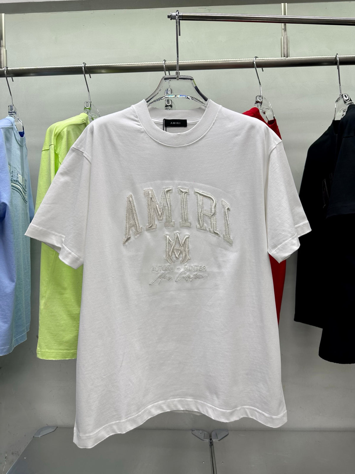 AMIRI Varsity Embroidered MA Logo Short‑Sleeve Crew Neck T‑Shirt