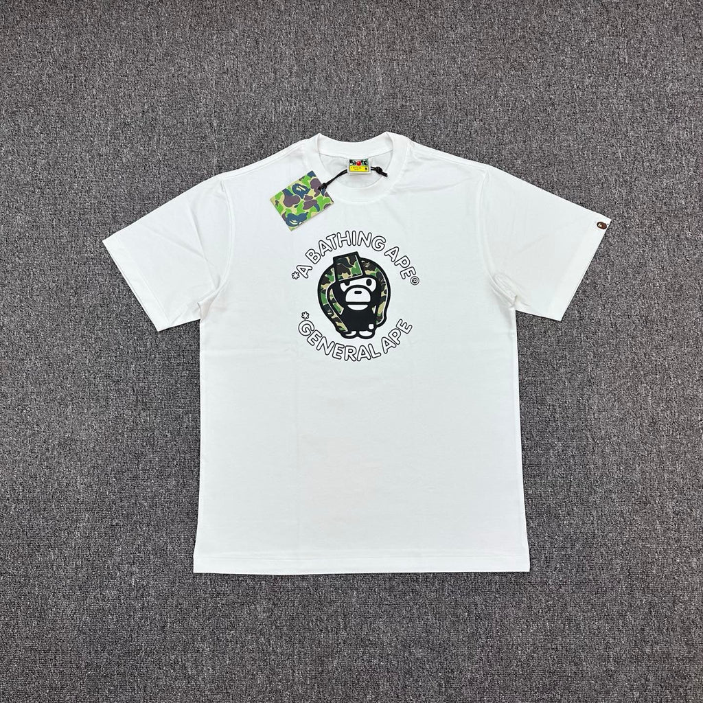BAPE SS26 General Ape T-Shirt — White / Black
