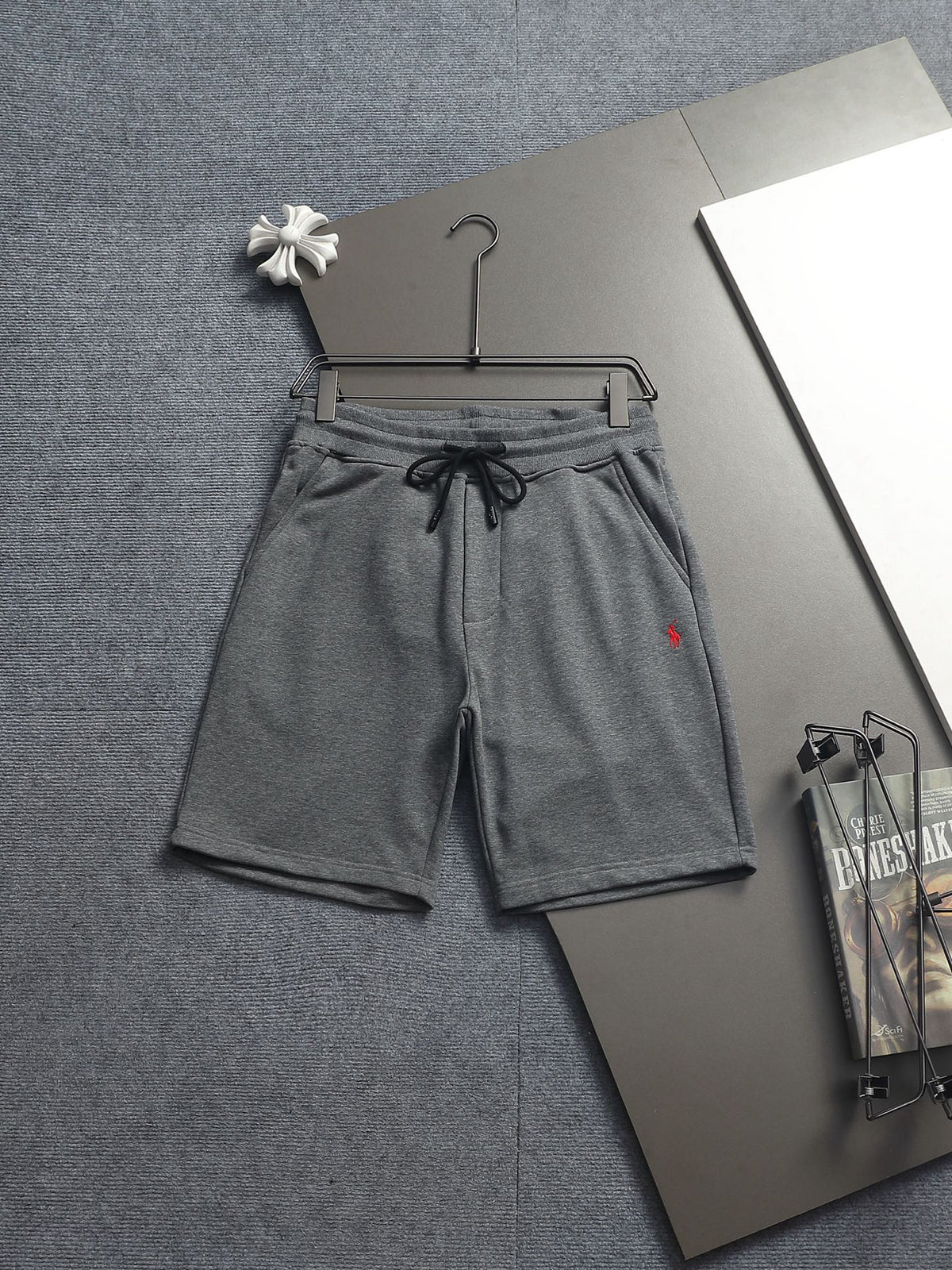 Ralph Lauren Men's Drawstring French Terry Sweat Shorts With Red Pony Logo