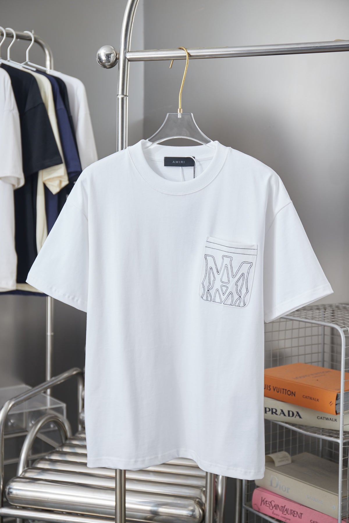 AMIRI MA Monogram Pocket Crew‑Neck Short‑Sleeve T‑Shirt
